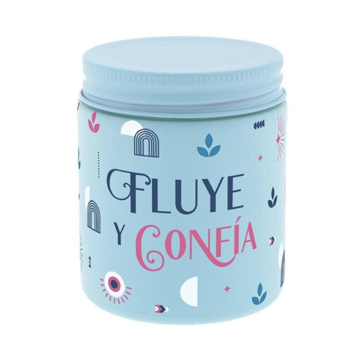 Vela aromática Fluye y Confía tarro azul celeste