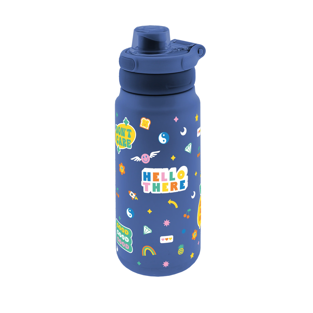 Botella Térmica Sport Glow Up Aurea azul marino con stickers