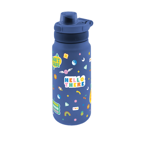 Botella Térmica Sport Glow Up Aurea azul marino con stickers