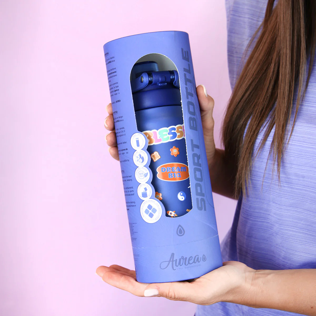 Caja regalo packaging Botella Sport Glow Up Aurea