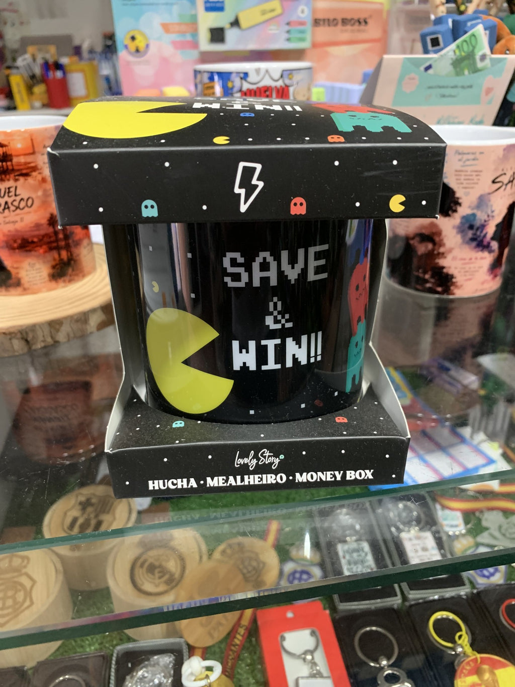 Hucha Pac-Man Save & Win Lovely Story en caja regalo
