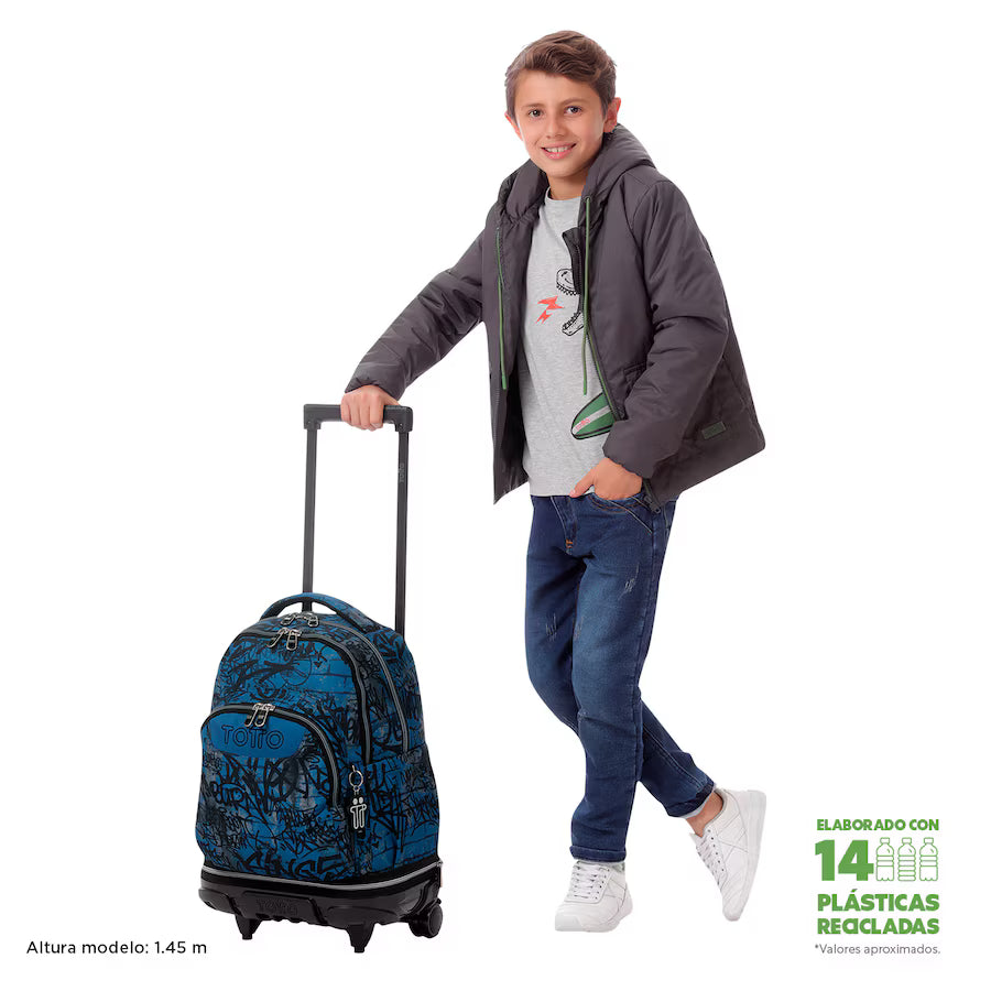 Mochila Trolley Totto Estampado Camuflaje Azul Marino