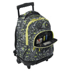 Mochila trolley Totto grafiti verde lima bolsillo frontal abierto
