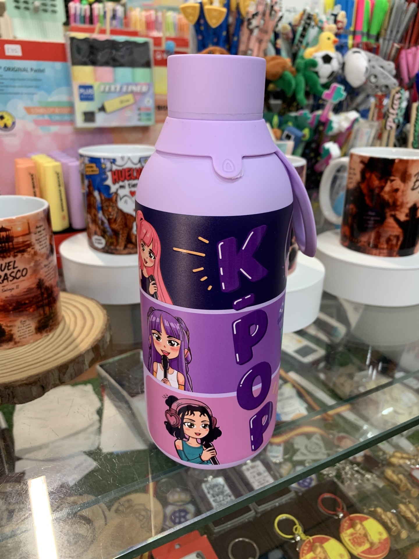 Botella Cerámica K-POP 500ml Lila - Vista frontal