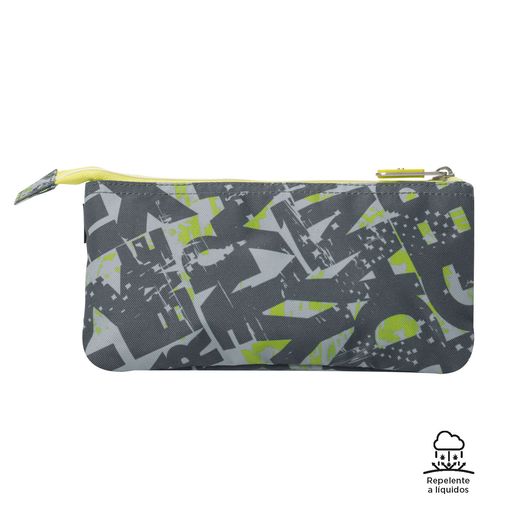 Estuche Triple Totto Gris Verde - trasera