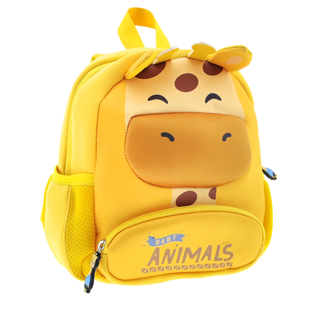 Mochila Escolar Baby Animals Jirafa Amarilla - Vista frontal fondo blanco