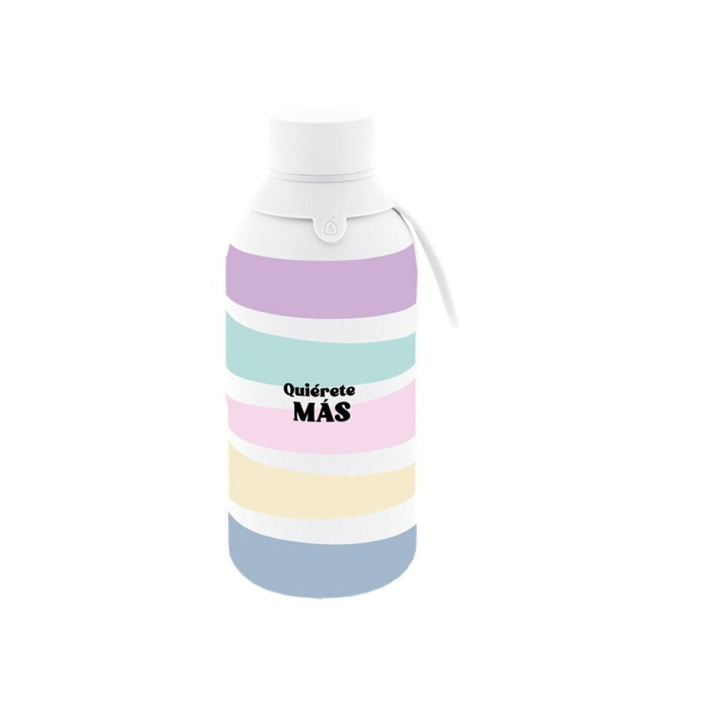 Botella Térmica 500ml Quiérete Más con rayas pastel