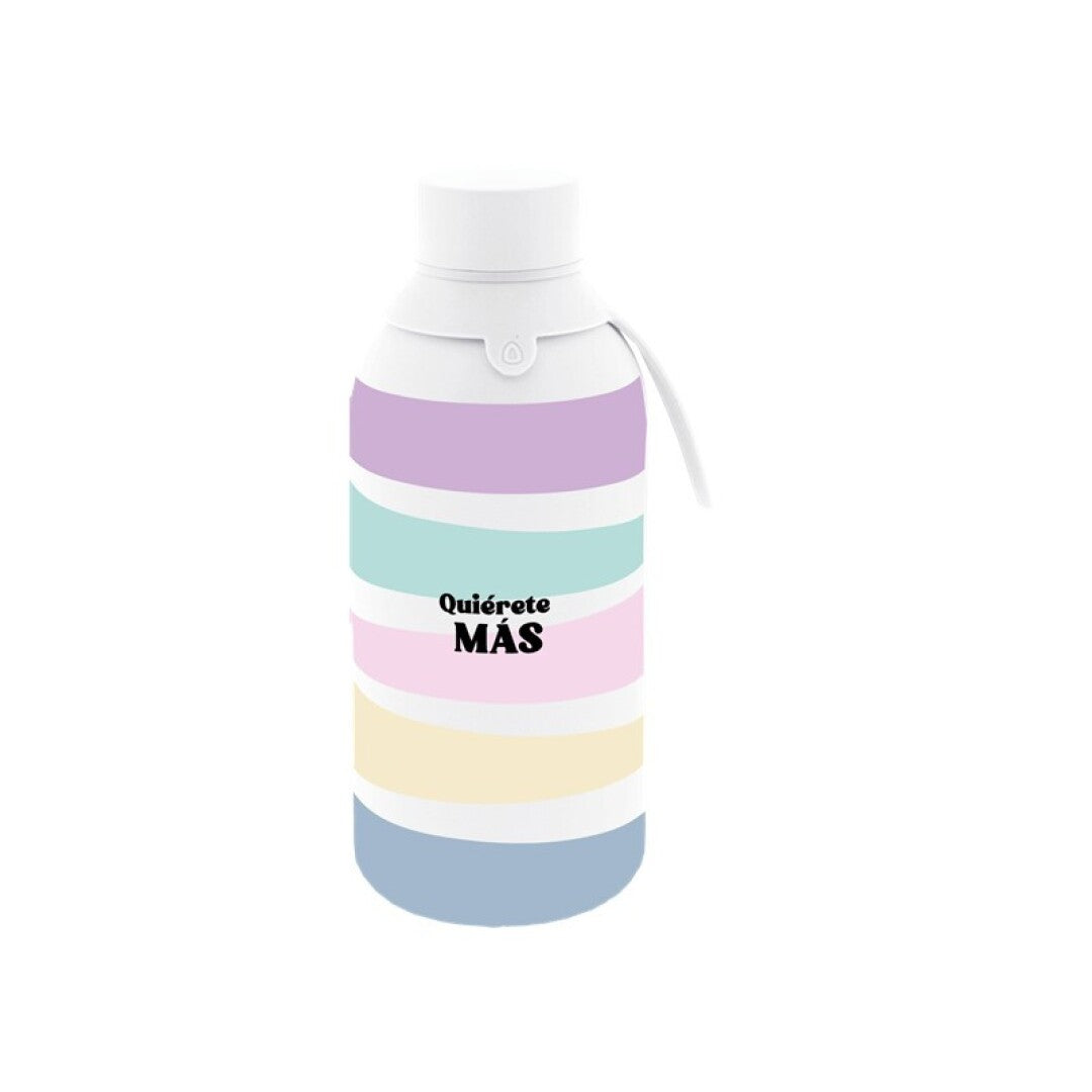 Botella Térmica 500ml Quiérete Más con rayas pastel