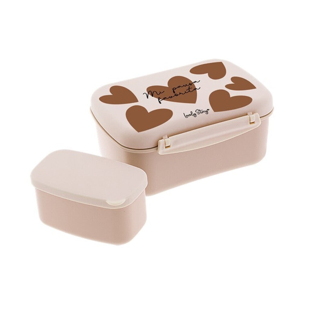 Tupper 900ml Mi pausa favorita nude con corazones