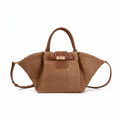 Bolso Tote Rafia Camel fondo blanco