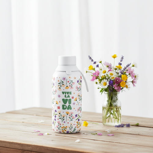 Botella Vive la Vida - lifestyle flores