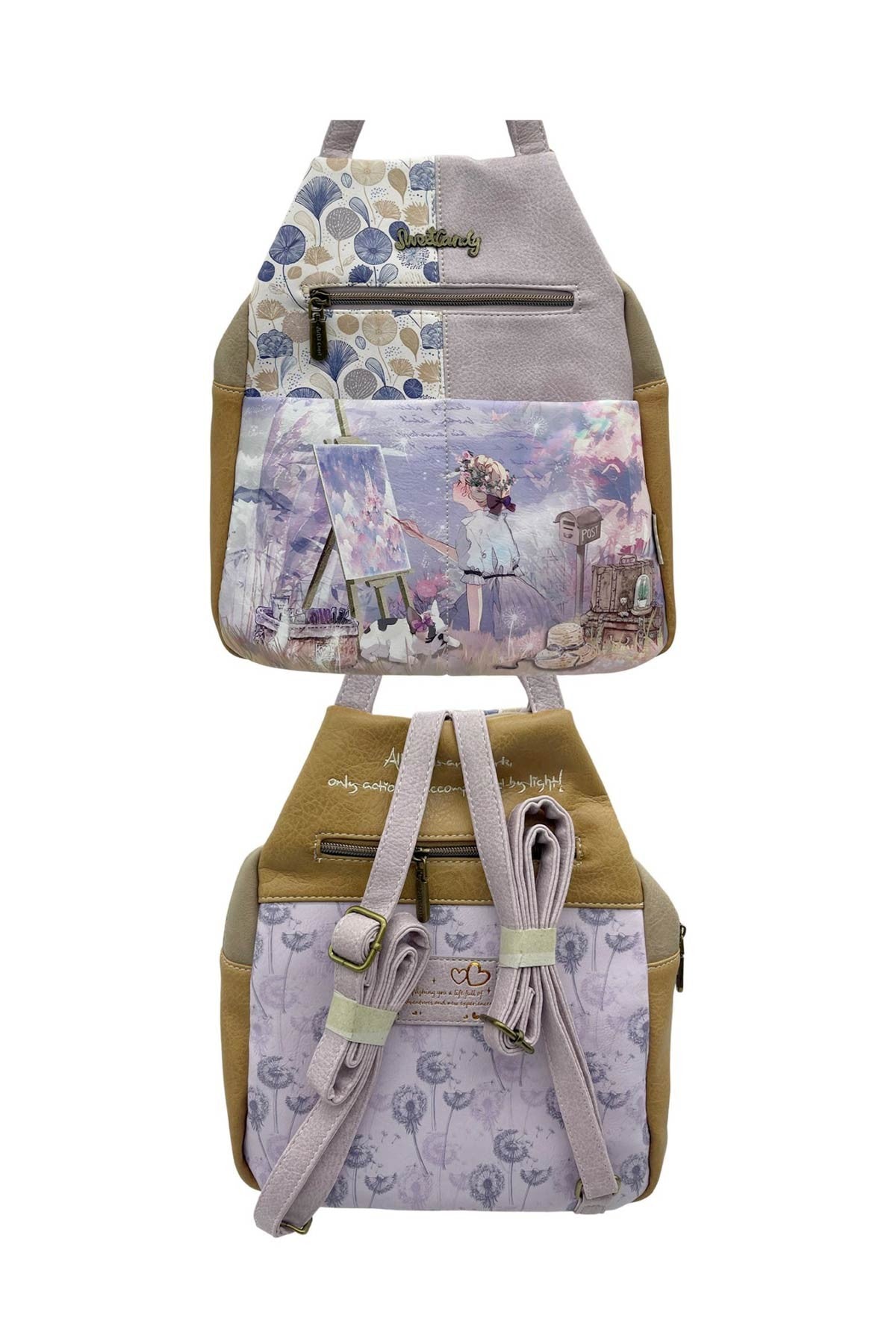 Bolso Mochila Sweet Candy - vista frontal y trasera