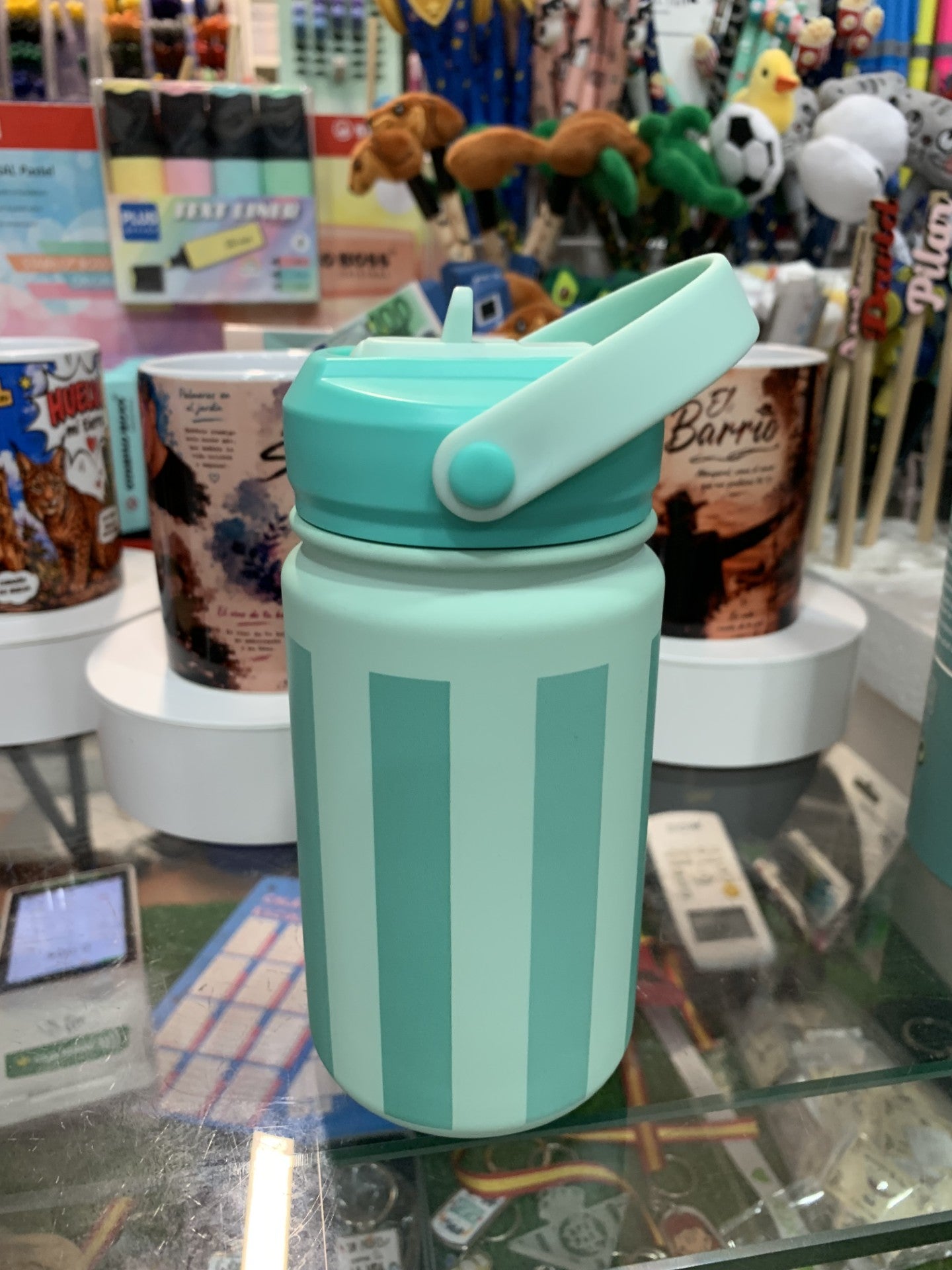 Botella Térmica Infantil 350ml Rayas Menta - foto tienda