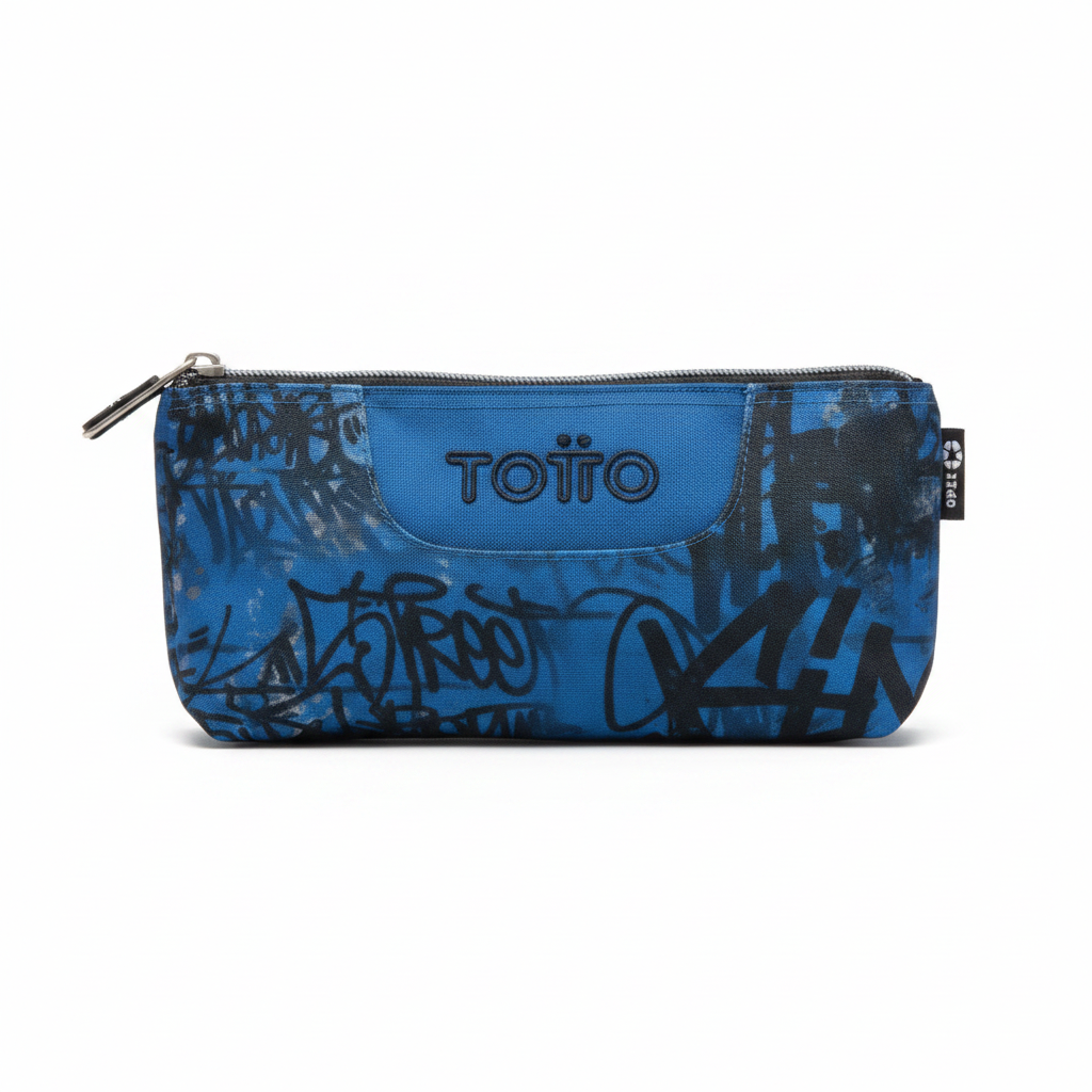 Estuche Totto graffiti azul frontal