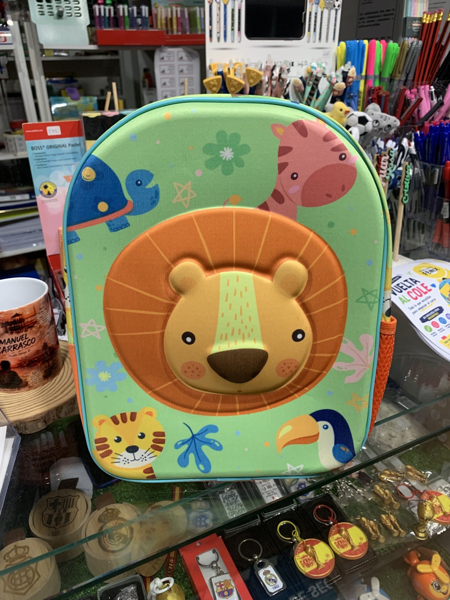 Mochila infantil 3D con diseño de león y animales de la selva