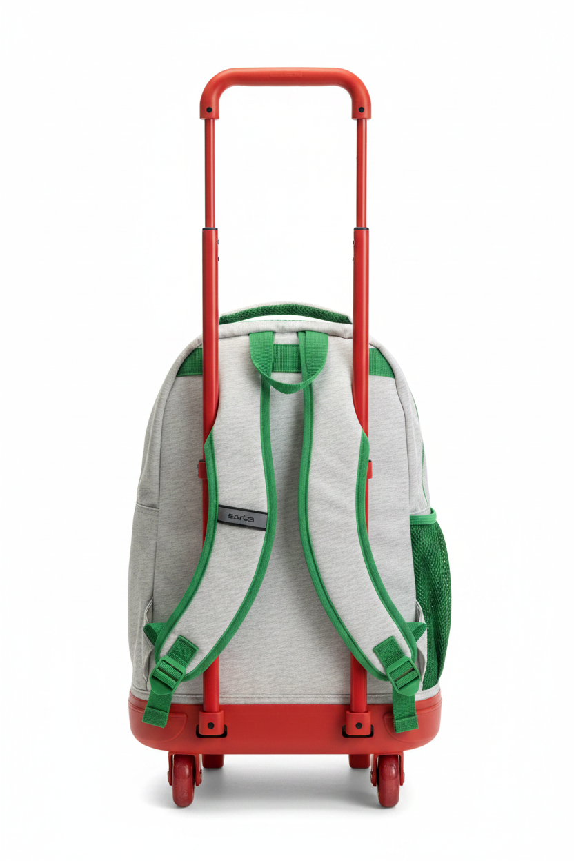 Mochila trolley Benetton gris vista trasera con asa extensible