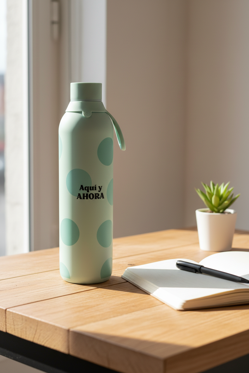 Botella Térmica 750ml Mint Aquí y Ahora - lifestyle escritorio