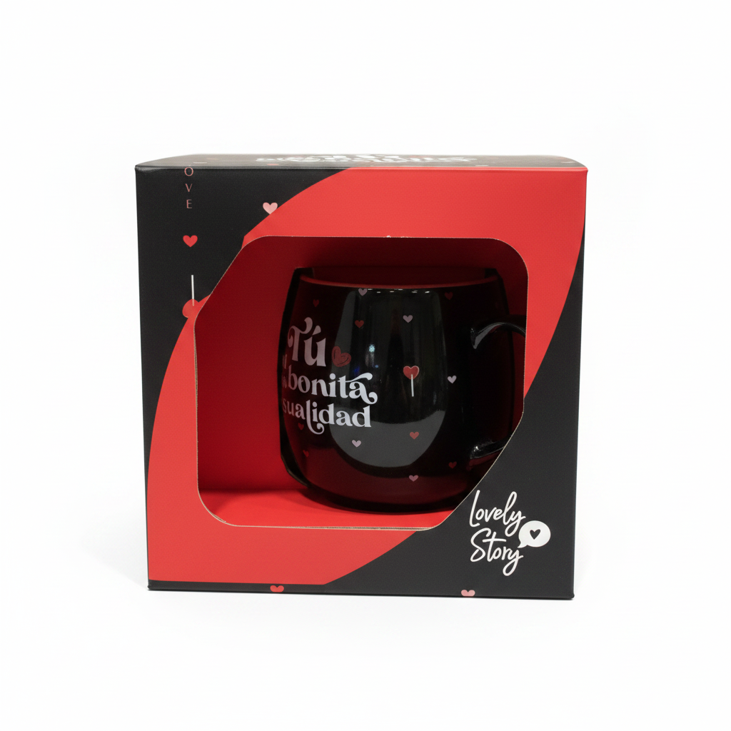 Taza Lovely Story con caja regalo fondo blanco