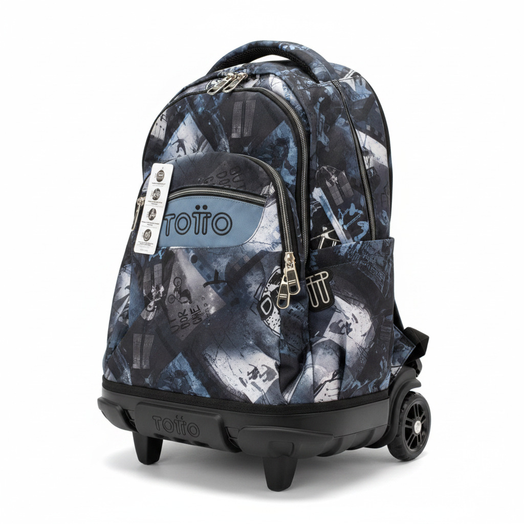Mochila Trolley Totto Rue Bomper Renglones tres cuartos con ruedas