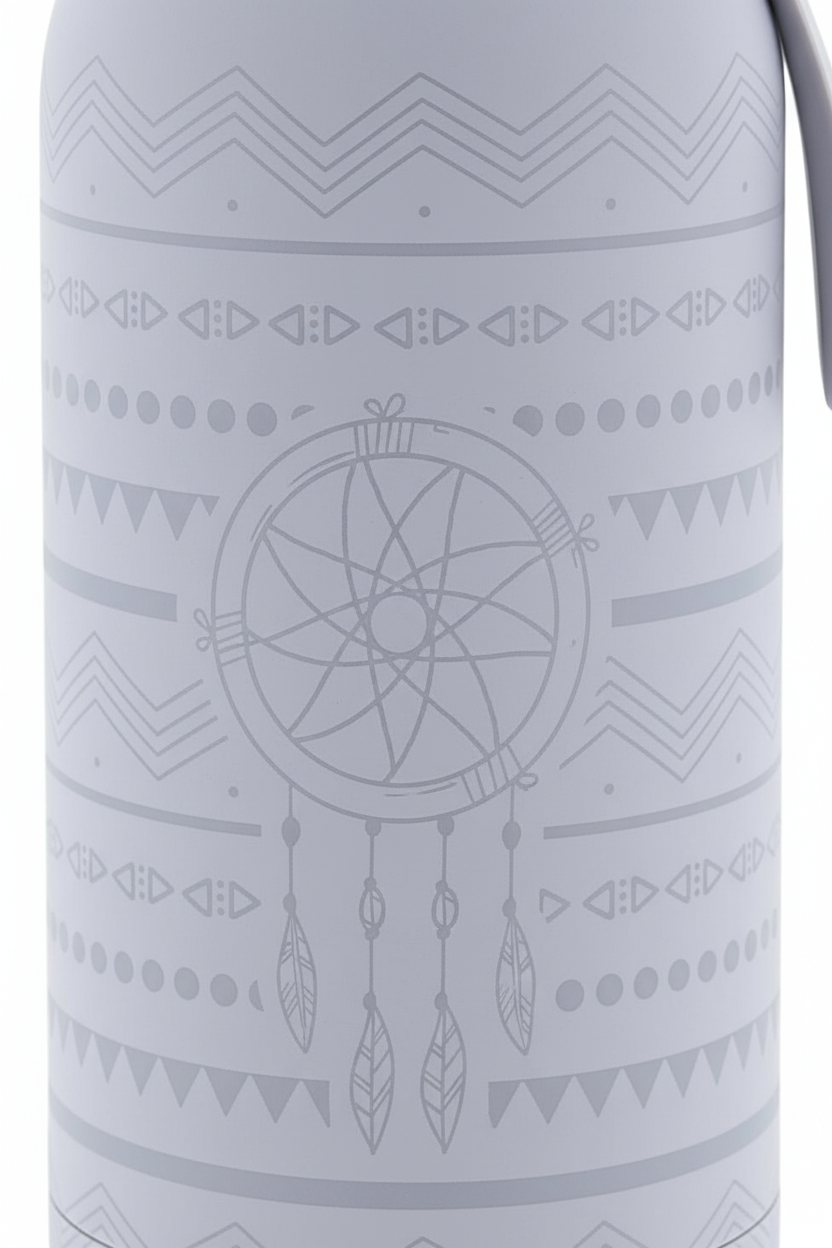 Botella térmica boho gris - detalle relieve