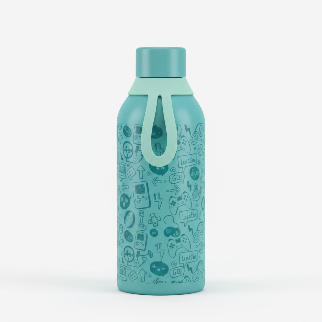 Botella Térmica Doodle Tech Teal - vista lateral