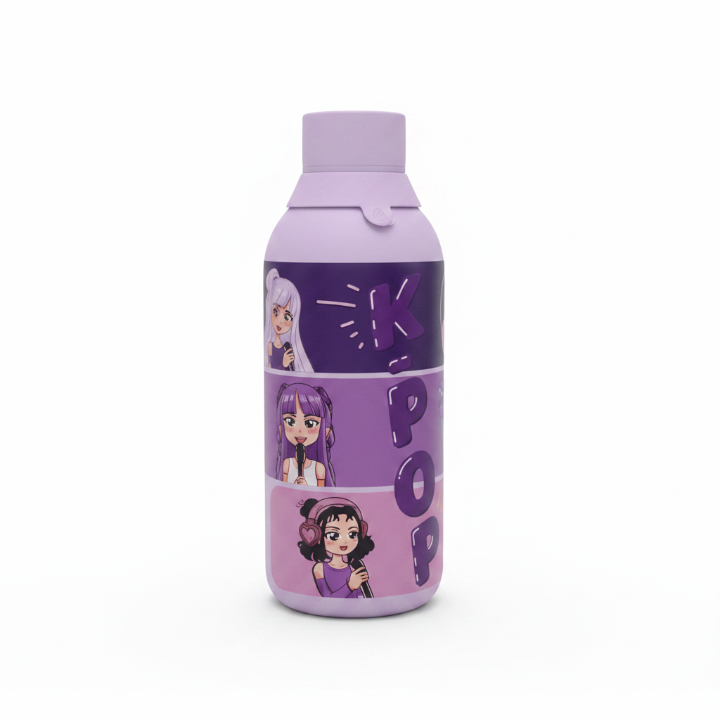 Botella Cerámica K-POP 500ml Lila - Fondo blanco