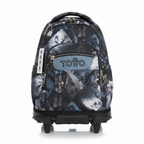 Mochila Trolley Totto Rue Bomper Renglones frontal fondo blanco