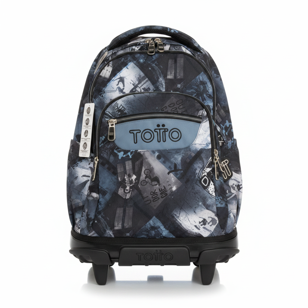 Mochila Trolley Totto Rue Bomper Renglones frontal fondo blanco