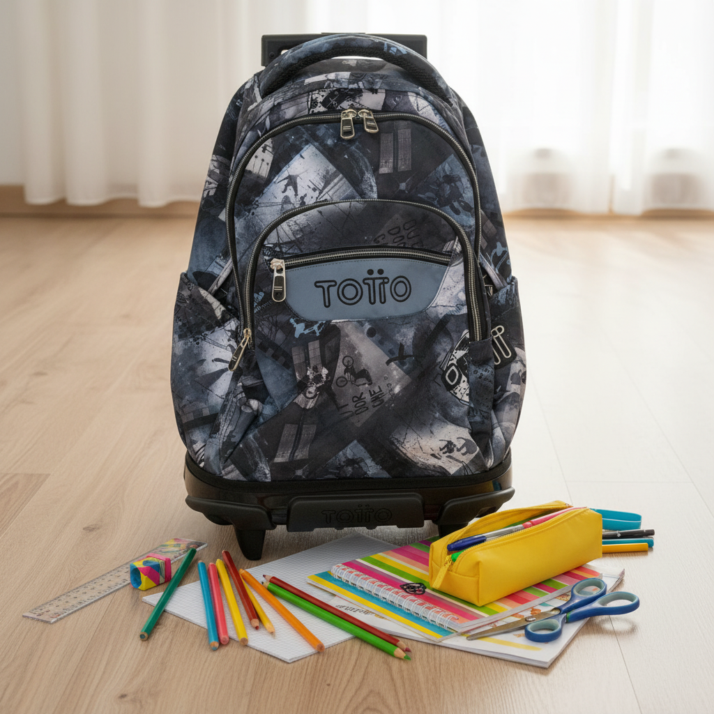 Mochila Trolley Totto Rue Bomper Renglones lifestyle mesa escolar