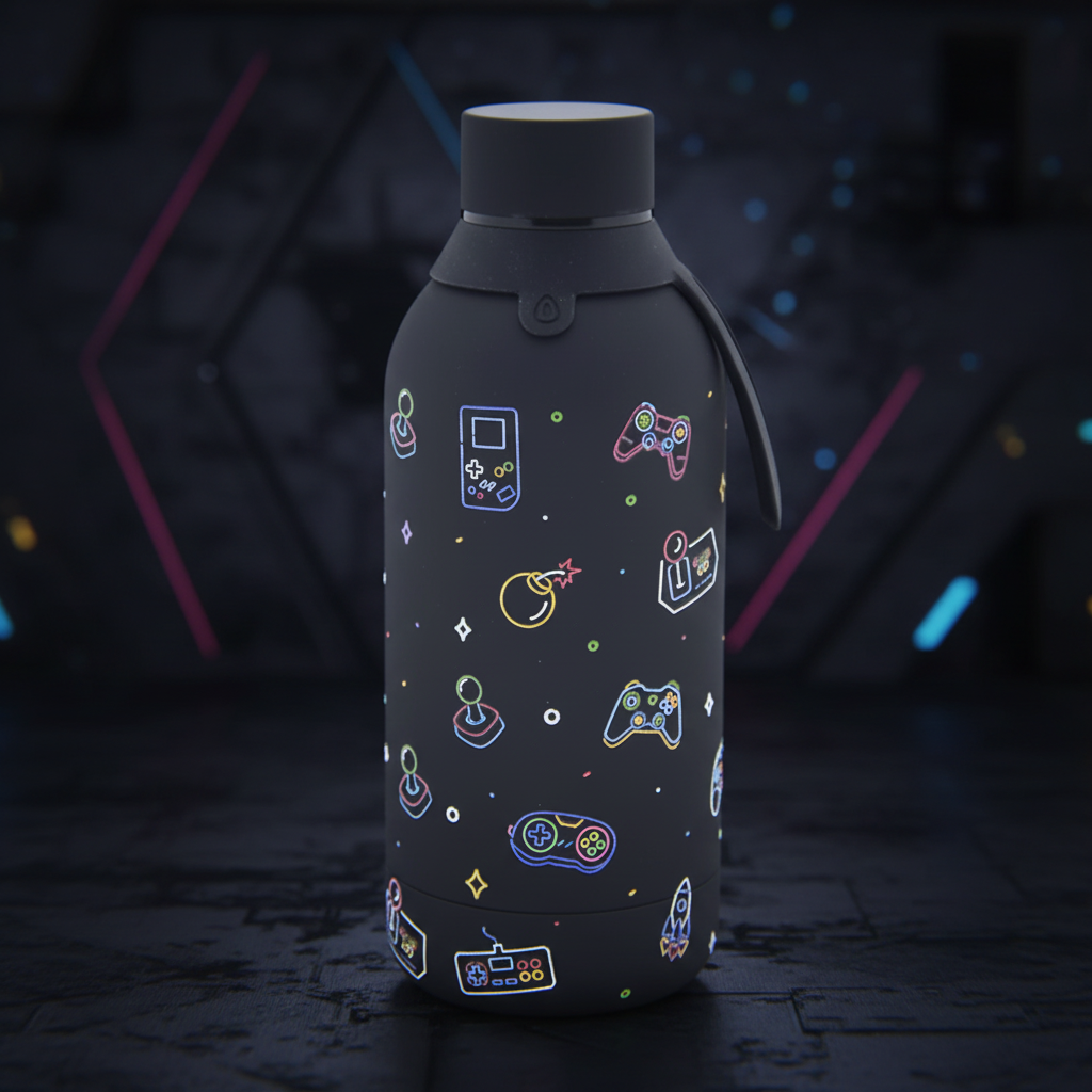 Botella Térmica Neon Gaming - vista lateral