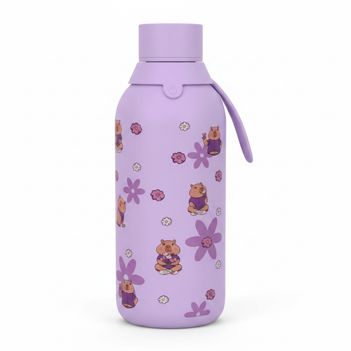 Botella Cerámica 500ml Lilac Capibara Love - Fondo blanco