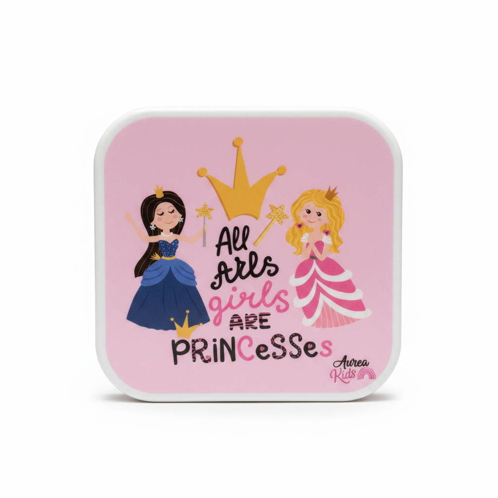 Set 3 tuppers princesas Aurea Kids frontal fondo blanco