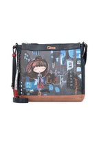 Bolso bandolera Anekke Dream con estampado urbano y personaje ilustrado