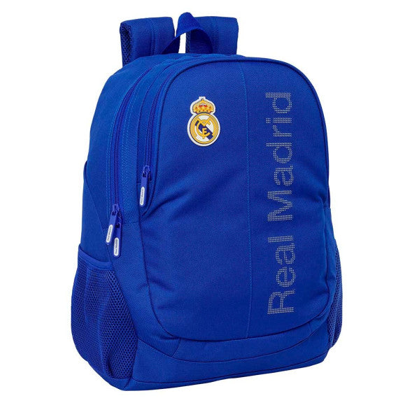 Mochila Real Madrid azul 44cm - vista frontal con escudo y texto
