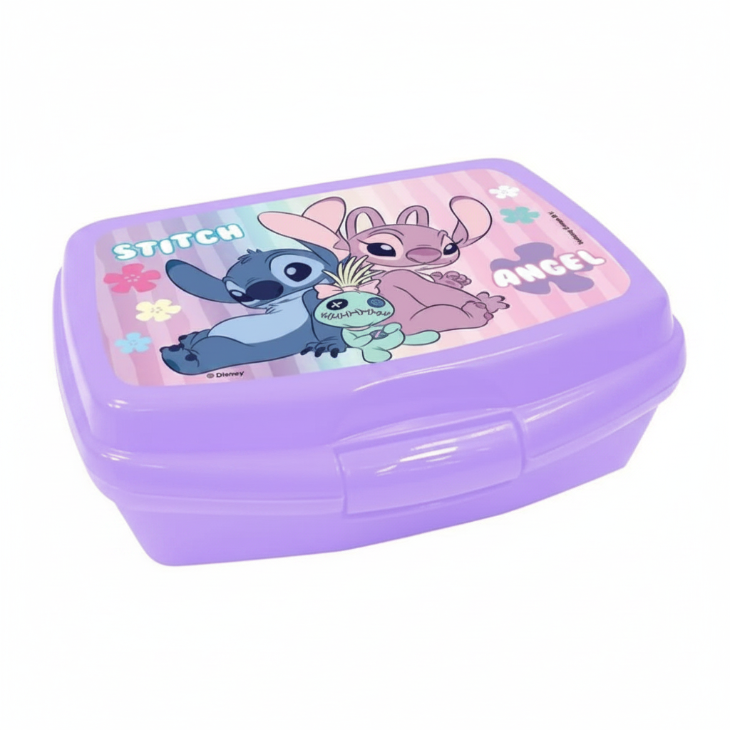 Sandwichera Stitch y Angel fondo blanco