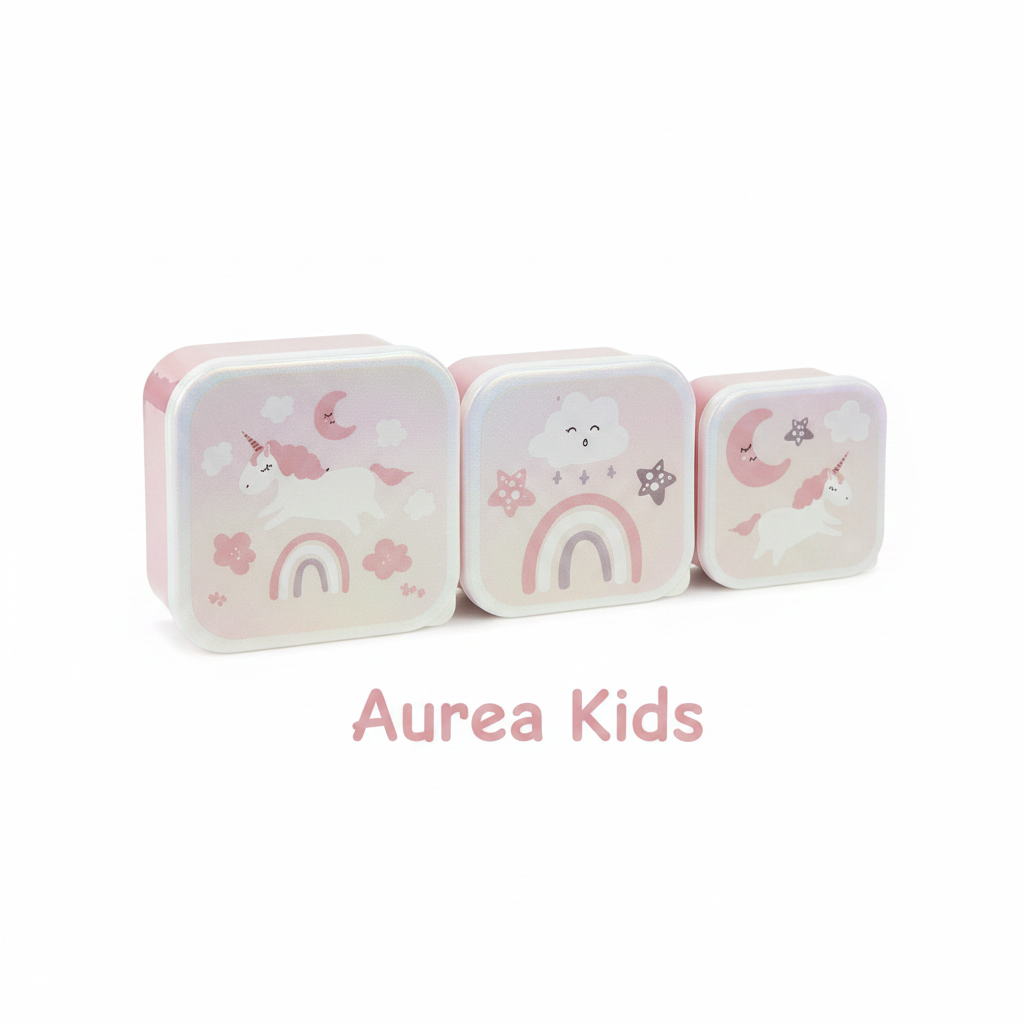 Set 3 Tuppers Unicornio - 3 modelos fondo blanco