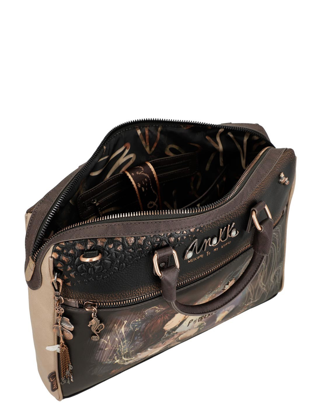 Bolso Anekke Imagination is very Powerful - interior abierto con bolsillos